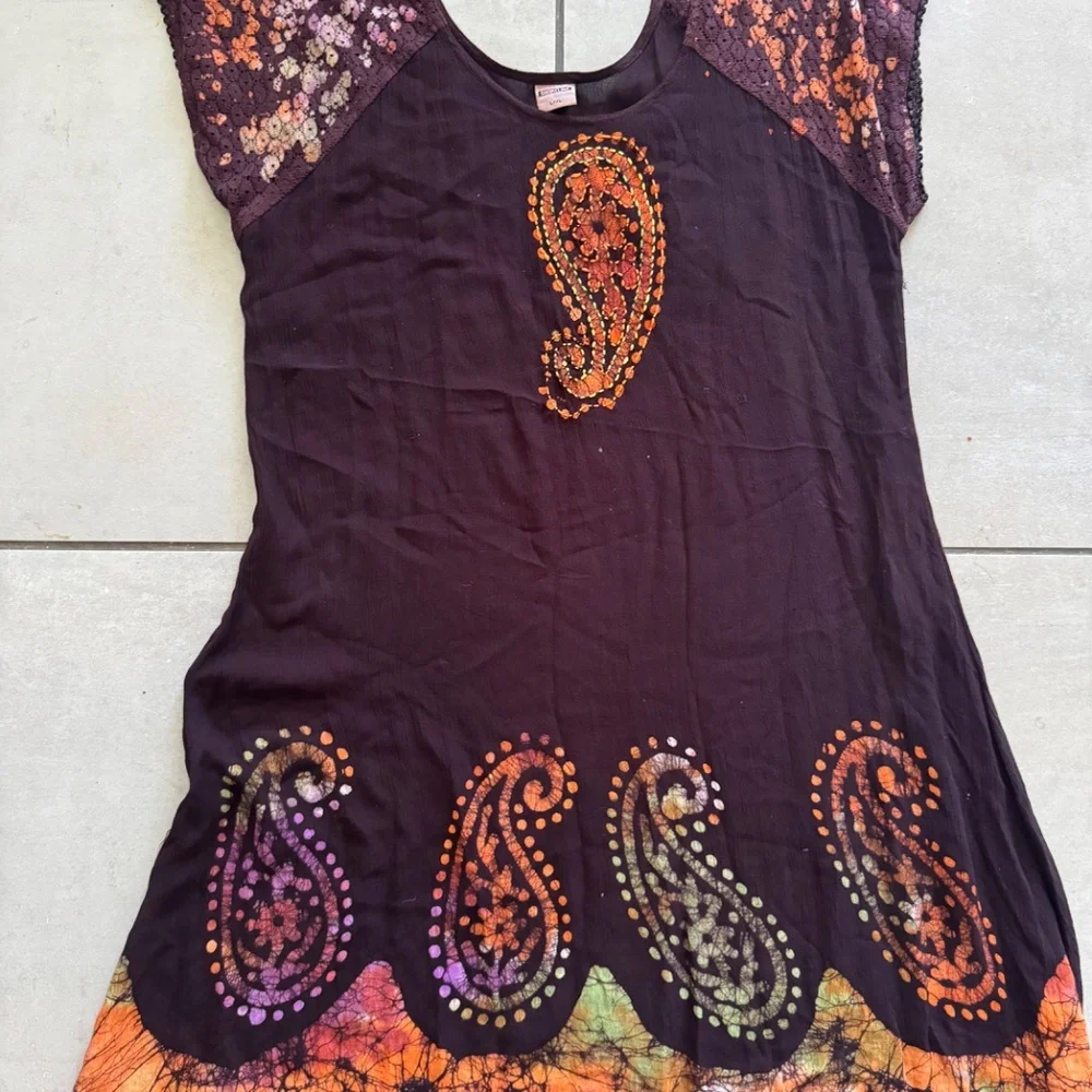 🔥 4 for $20 DEAL 🔥 Shoreline Boho Paisley Tunic Dress L/XL - Picture 8 of 10